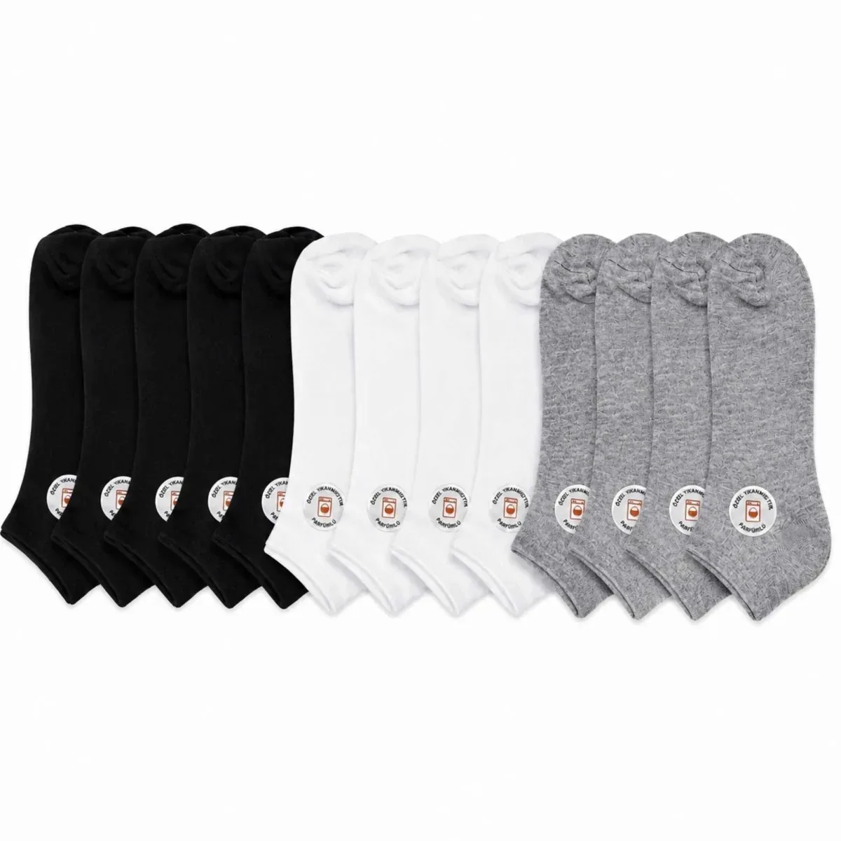 Unisex Patik Çorap 12'li | %85 Pamuklu Geri Dönüşüm İplikli, İnce Dikişli Günlük Spor