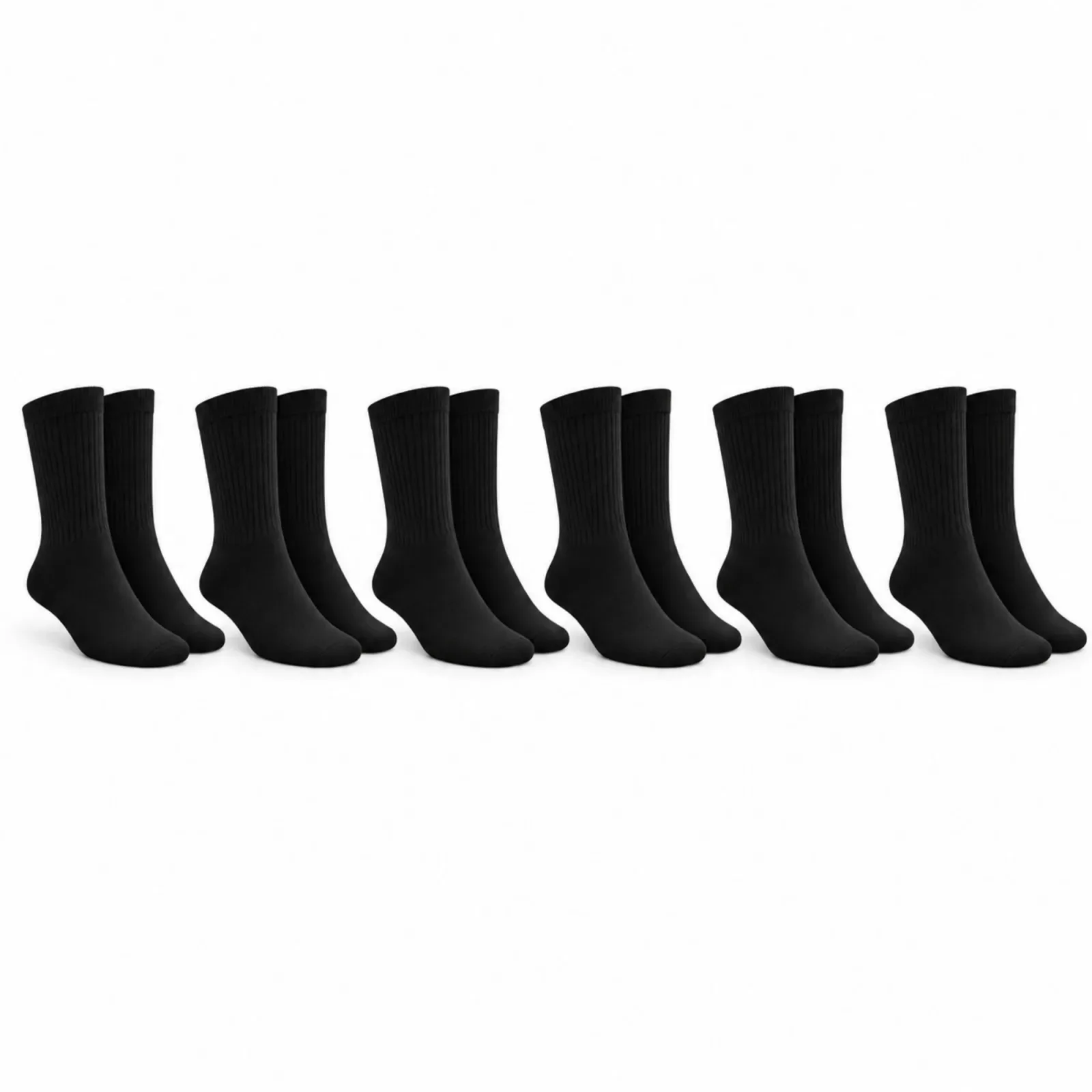 Unisex Siyah Soket Çorap 6'lı Set Düz Basic Ribanalı Günlük Spor Esnek Rahat Uzun Çorap Konforlu Set