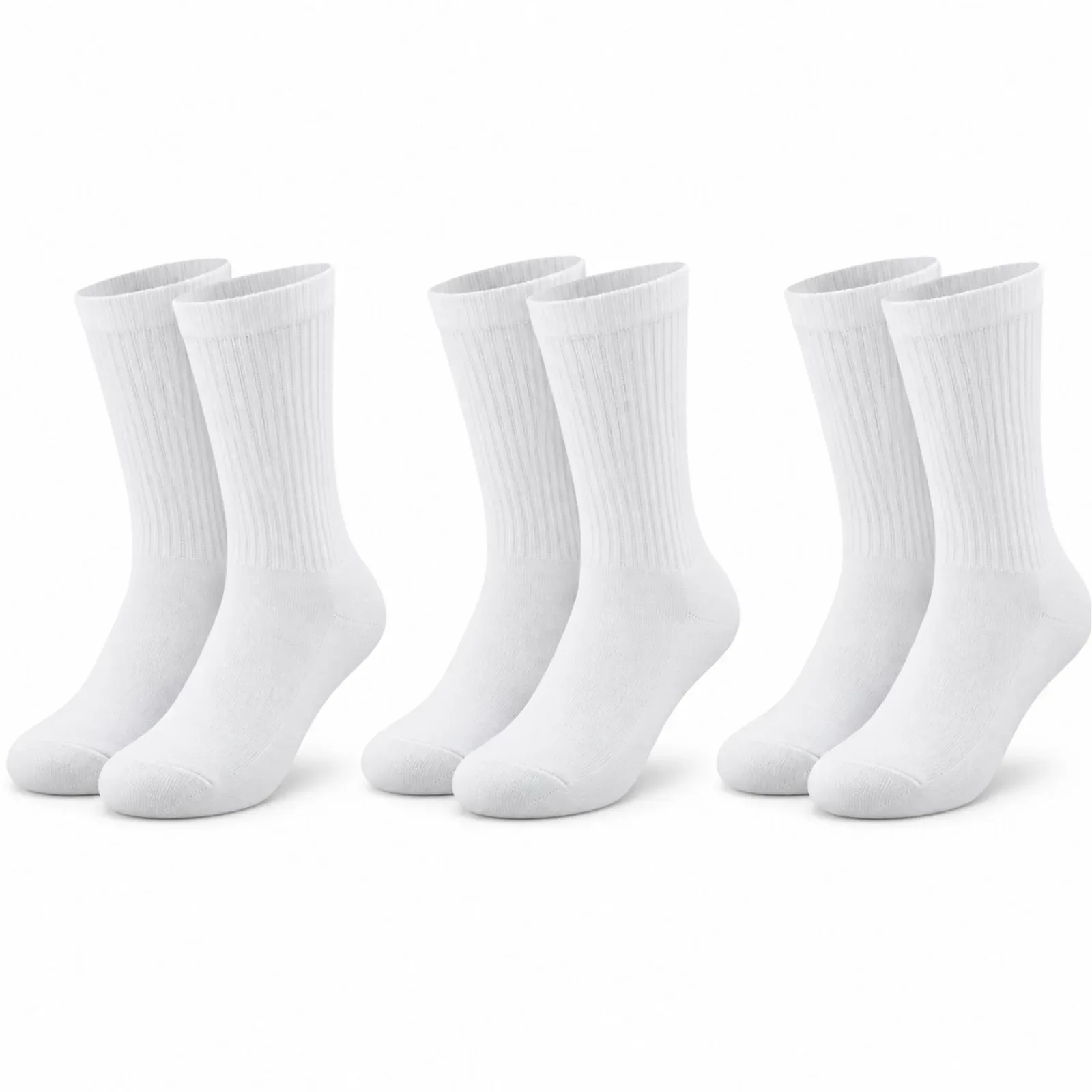 Unisex Beyaz Soket Çorap 3'lü Set %80 Pamuk Dikişsiz Burun Takviyeli Esnek Günlük Spor Çorabı Konfor