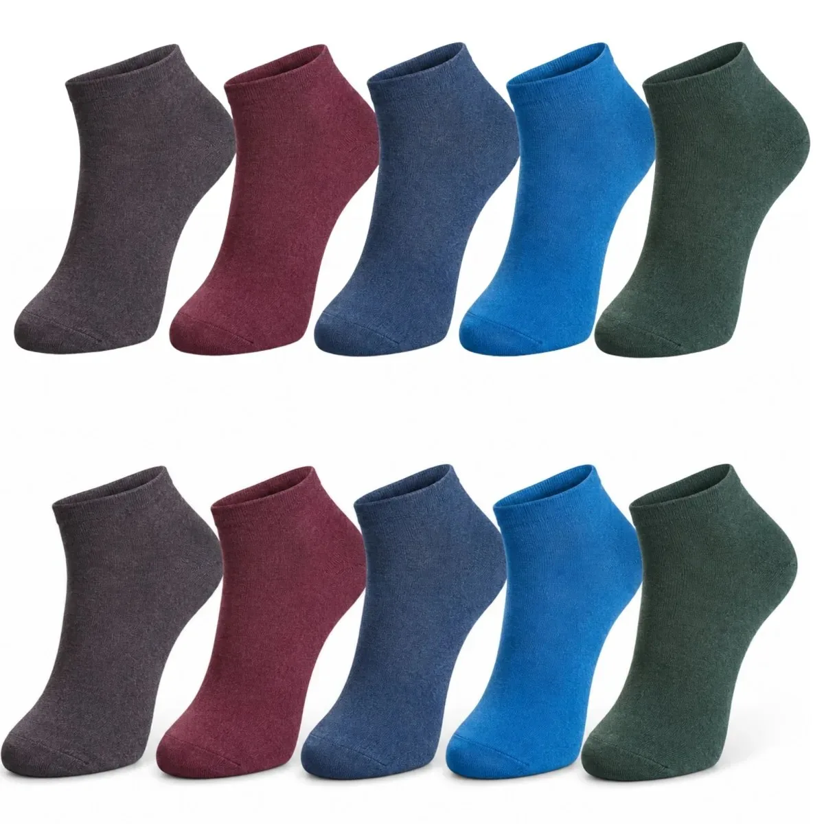 Erkek Pamuklu Patik Çorap 10'lu 39-44 | Dikişsiz Burun, Koku Karşıtı, Nefes Alan Sneaker
