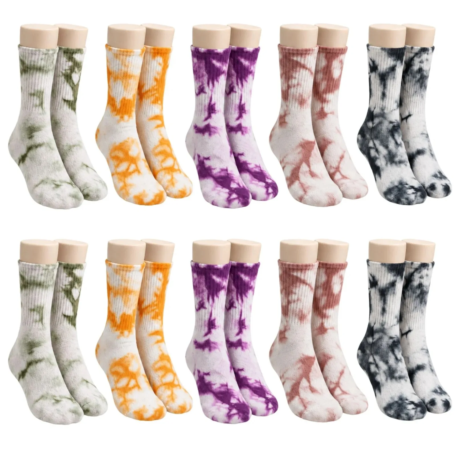Unisex Batik Desenli Çorap 10'lu Set Renkli Pamuklu Uzun Soket Dikişsiz Nefes Alan Günlük Spor Çorabı