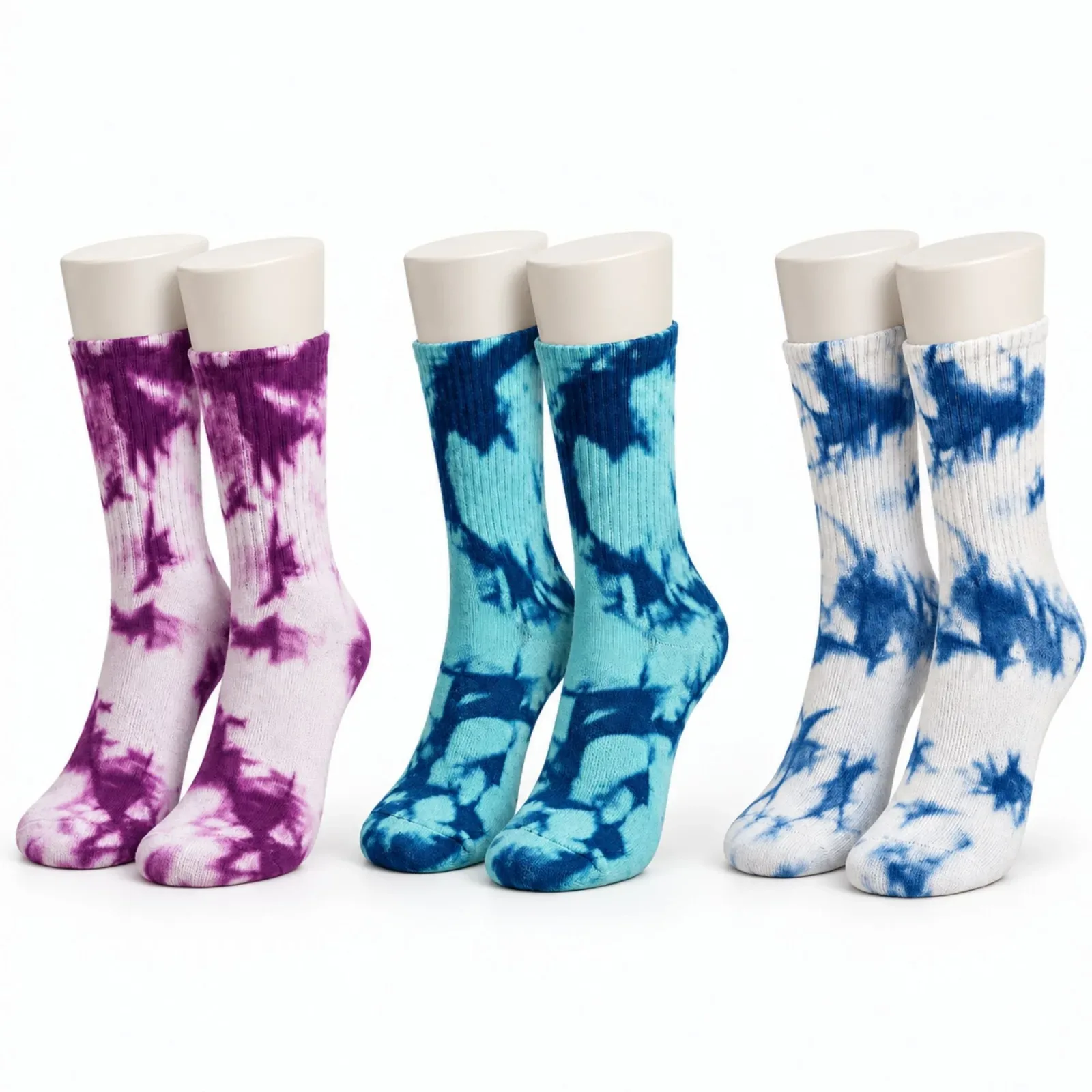 Unisex Batik Desenli Çorap 3'lü Set Pamuklu Renkli Uzun Soket Dikişsiz Nefes Alan Spor Çorabı Günlük