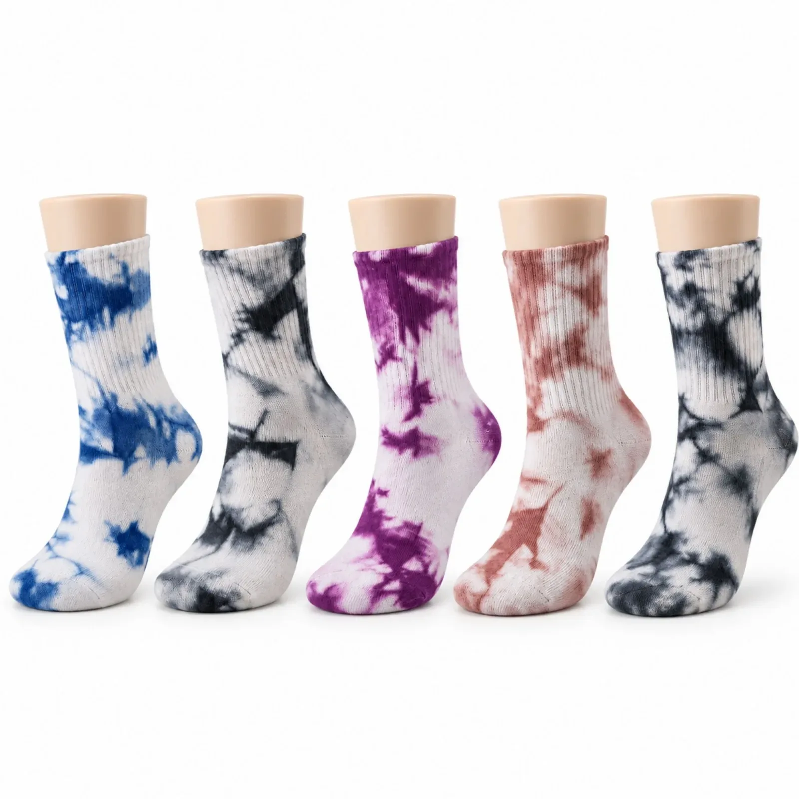 Unisex Batik Desenli Çorap 5'li Set Pamuklu Renkli Uzun Soket Dikişsiz Nefes Alan Günlük Spor Çorabı